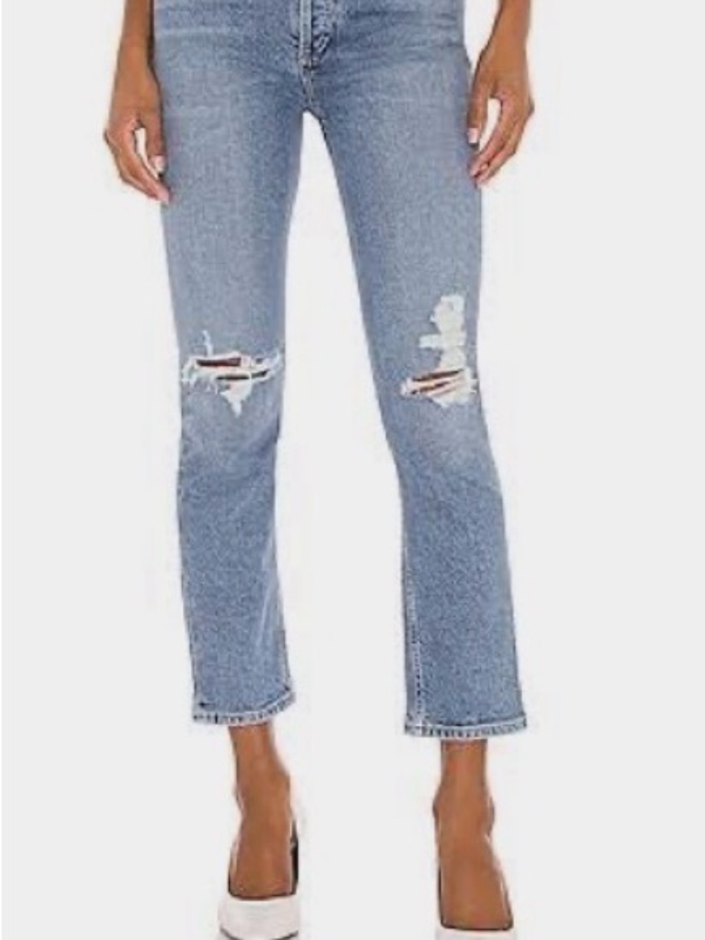 AGOLDE Riley High Rise Straight Crop Distressed Jeans Whiplash Wash 4 *A160*